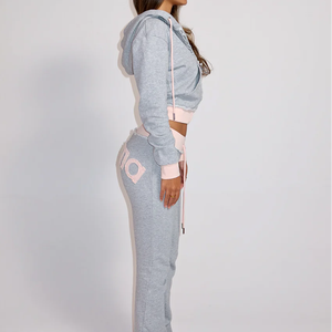 נשים אפור מצויד חליפה מותאמת אישית בתוספת גודל חורף קל משקל בקיץ קל משקל ל חדר כושר 2 יחידות - Product Image 5