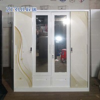 Armoire métallique à 4 portes coulissantes, fabriquée en Chine, armoire en acier imprimé, armoire à vêtements pour chambre à coucher