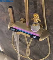 Tiktok nouvelle tendance or luxe mur accroché pistolet métal Piano clé affichage numérique Led thermostatique laiton cuivre salle de bain ensemble de douche