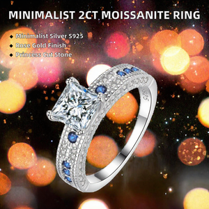 Anillo de Plata de Ley S925 con Moissanita de Corte Princesa y Cuatro Garras VVS1 de 2CT de KIVORA, Anillo de Compromiso y Boda para Mujer - Product Image 2