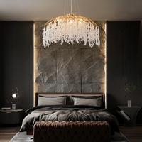 Lustre carré moderne en cristal Hullxine avec suspension de taille moyenne pour salon, lampe LED suspendue