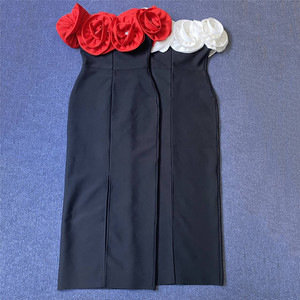 Abito Fasciante da Donna con <span class=keywords><strong>Fiori</strong></span> 3D, Sexy Senza Spalline, Elegante <span class=keywords><strong>per</strong></span> Feste e Serate di Gala - Product Image 4
