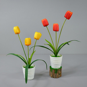 Artesanía Dongchen, Bonsái de Tulipán Artificial de 4.5x44cm, Flor de Seda, Decoración para el Hogar, Accesorios para Bodas - Product Image 1