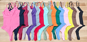 批发透气一体式无袖雕刻紧身衣无缝塑身衣尼龙氨纶连身衣提臀塑身衣 - Product Image 6