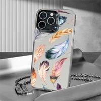 Schöne Farbige Feder-Druck Galvanisch Versilberte Schlüssel-TPU-PC-Handyhülle für iPhone 12 13 14 15 16 17 18 Pro Max