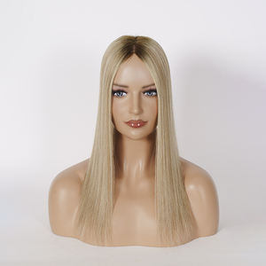 พร้อมส่งท็อปเปอร์ผมแท้สีบลอนด์แบบยุโรป  ฐานโมโน 5x5  พร้อม PU เคลือบ  สำหรับผู้หญิง - Product Image 1