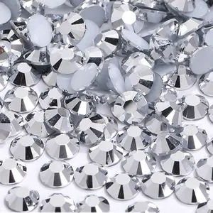 Top Quality Bulk Package Mine Silver 2mm 3mm 4mm 5mm 6mm Round Crystal Strass Flat Back Resin Rhinestones For Dress