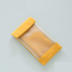 Semi-transparent frosted pencil case, artsy and fresh <b>canvas</b> and PVC patchwork pencil <b>box</b>, exam stationery bag, pencil case - Product Image 2