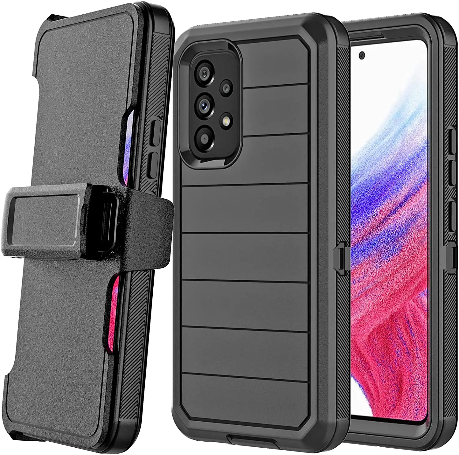 Fondina Pro custodia per cellulare con Clip da cintura robusta per Samsung Galaxy A03 Core A13 A53 A73 5G Cover posteriore in TPU Defender per impieghi gravosi