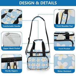 Sac isotherme de pique-nique et de plage écologique à motif Plumeria, personnalisable, pour camping familial, style hawaïen, impression à la demande - Product Image 5