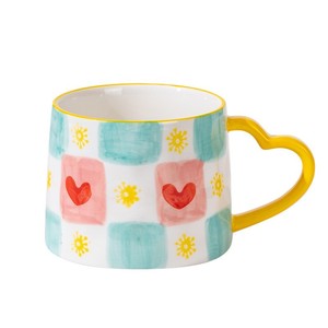 Sáng tạo vẽ tay cốc cà phê gốm thiết kế hiện đại Cô Gái Dễ Thương Trái Tim màu cao cho quà tặng cà phê buổi chiều - Product Image 5
