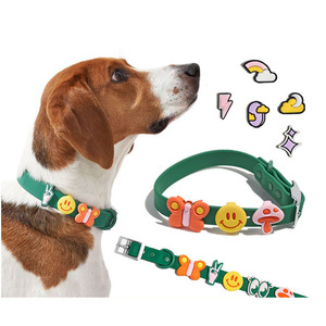 Waterproof Outdoor Travel Logo Embossed PVC Pet <strong>Collar</strong> Custom <strong>Dog</strong> Leash with <strong>DIY</strong> Plush Toy Charms Leash Set - Product Image 1