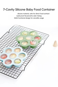 Boîte de conservation pour aliments pour bébés en silicone flexible à 7 trous, supports en forme de cône, sans BPA, sans phtalates, passe au lave-vaisselle, bac à cubes DIY, stockage de gelée - Product Image 6