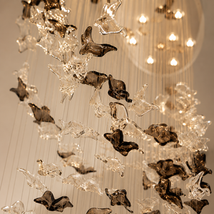 Lampadario <span class=keywords><strong>a</strong></span> <span class=keywords><strong>LED</strong></span> in vetro <span class=keywords><strong>a</strong></span> spirale personalizzato con angolo di illuminazione <span class=keywords><strong>a</strong></span> 360°, <span class=keywords><strong>a</strong></span> <span class=keywords><strong>sospensione</strong></span> lunga, per scale di ville, hall di hotel e ambienti alti - Product Image 3