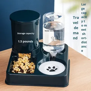 Commercio all'ingrosso Pet <span class=keywords><strong>2</strong></span> in 1 doppia ciotola automatica acqua potabile gatto ciotola acqua potabile cane e gatto alimentatore automatico - Product Image 2