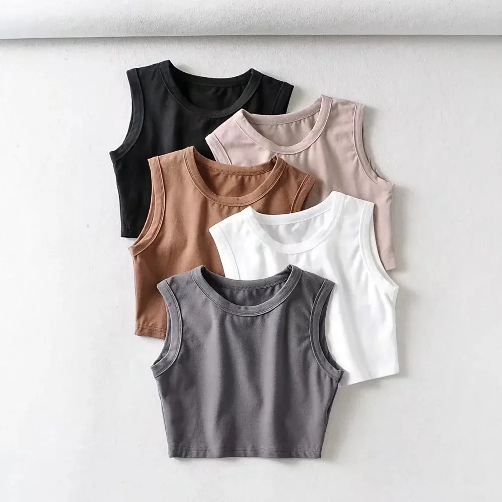 Private label female cotton gym cami tank top sexy plain yoga crop tops fitness women