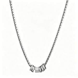 Collar con Colgante de Cilindro de Acero de Titanio y Circonita Cúbica para Hombre y Mujer, Cadena de Caja, Joyería Hip Hop - Product Image 1