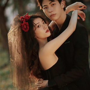 Chiffon Ball Gown Evening Dress Black Empire Waist Scoop Neck Vintage Style For Photography Studio Events - Product Image 4