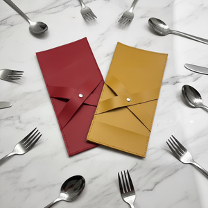 Porte-<span class=keywords><strong>couverts</strong></span> vintage, organiseur d'ustensiles portable, étui en cuir PU pour <span class=keywords><strong>couverts</strong></span>, pour une table de restaurant élégante - Product Image 3