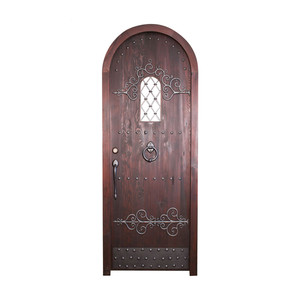 Puertas exteriores de madera maciza de último diseño de moda puerta de <span class=keywords><strong>entrada</strong></span> arqueada puertas de <span class=keywords><strong>entrada</strong></span> de Metal para el hogar - Product Image 1
