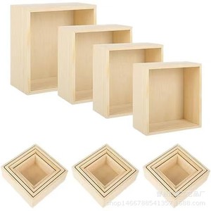 Wooden Storage Boxes Square Lidless Multiple Sizes For Desktop Decorative Storage General Packaging - Product Image 1