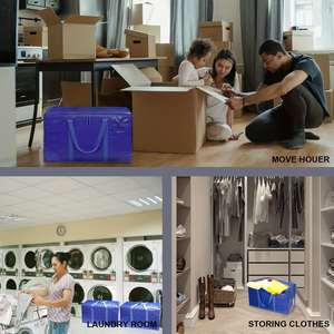 Sacs de déménagement imperméables grande capacité en gros, sacs de rangement et de courses réutilisables en PP tissé personnalisés avec poignée - Product Image 3