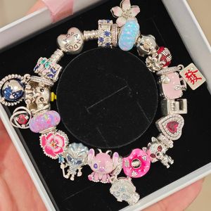 Pulsera <span class=keywords><strong>de</strong></span> Plata 925 con Circonitas, Diseño <span class=keywords><strong>de</strong></span> Donut Rosa, para Mujer, <span class=keywords><strong>de</strong></span> Alta Gama, con Cuentas DIY, Regalo para Fiesta - Product Image 1