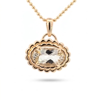 Collier personnalisé en acier inoxydable 316L plaqué or PVD, étanche, avec grand pendentif ovale floral en zircon cubique et chaîne à billes, pour femme, vente en gros OEM ODM