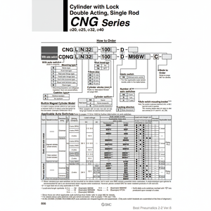 SMC นิวเมติกส์ล็อคกระบอก CDNGBN32-75-D ประเภทผลิตภัณฑ์ถัง - Product Image 1