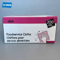 WIPEX Lingettes de service alimentaire 200 pièces, chiffons de nettoyage réutilisables, essuie-tout en papier spunlace, sans peluches, jetables, pour la cuisine et la vaisselle