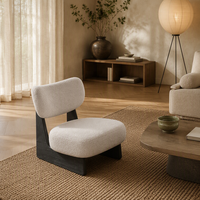 Fauteuil de salon de style nordique moderne en laine d'agneau et éponge, fauteuil individuel en bois massif pour salon