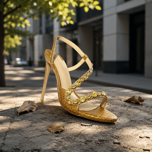 Estate nuovo stile <span class=keywords><strong>borchie</strong></span> oro Open Toe sandali eleganti sandali da <span class=keywords><strong>donna</strong></span> con cinturino sottile <span class=keywords><strong>scarpe</strong></span> tacchi alti tacchi a spillo per la festa - Product Image 5