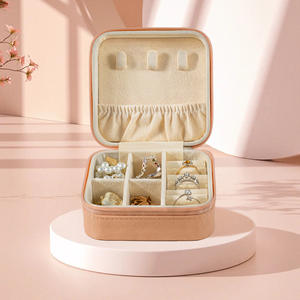 กล่องจัดเก็บเครื่องประดับหนัง PU คุณภาพสูงกล่องจัดเก็บเครื่องประดับแบบพกพาทรงสี่เหลี่ยมเรียบง่าย - Product Image 6