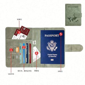 Cartera de Viaje Minimalista Impermeable para Hombre, Funda para Pasaporte de Cuero PU, Ranura para Tarjetas, Bloqueo RFID, Alta Calidad, Portátil - Product Image 4