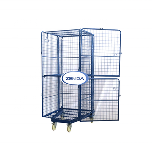 ZENDA ticari depolama endüstriyel 500kg tekerlekler ile galvanizli Metal çamaşır rulo kafes market arabası - Product Image 5