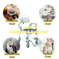 Kursi Transfer Commode Shower Multifungsi tahan karat dengan sabuk tempat duduk untuk senior produk bintang baru