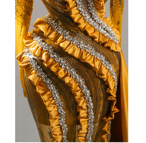 Qualité supérieure Femmes Sirène Silhouette Étage Longueur Robes De Soirée Haute Couture Perlée Perle Agrémentée Respirant Maille - Product Image 5