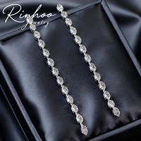 Magnifiques boucles d'oreilles pendantes en zircon étincelant pour femmes, boucles d'oreilles longues simples et élégantes, bijoux de fête de mariage, accessoires Brincos