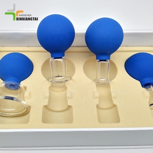 Lot de 4 ventouses faciales en verre avec boule en caoutchouc pour thérapie par ventouses et massage – Fournisseur d'usine - Product Image 3