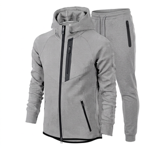 Conjunto Deportivo de Forro Polar con Capucha para Hombre, Color Gris, con Cremallera Completa, Bolsillos Laterales, Transpirable, Antibacterial, de Poliéster y Algodón para Invierno - Product Image 5