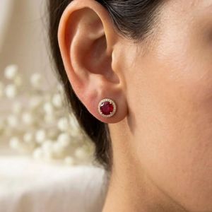 Natural Ruby Round Cut Faceted Stud <b>Earrings</b> In 925 Sterling <b>Silver</b> Or 18K Gold Filled Classic Elegant Red Gemstone Fine Jewelry - Product Image 6