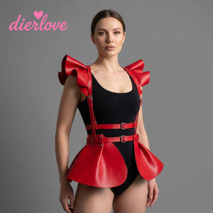 Dierlove Leder-Körperhalter mit Halskette, Schwarzer Käfig, Sexy Dessous, Damen-Strumpfhalter, Edelstahl-Hardware, Dreifach Genäht - Product Image 2