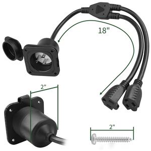 <span class=keywords><strong>Accessoires</strong></span> de <span class=keywords><strong>caravane</strong></span> Prise d'alimentation CA 15 ampères 125 V avec cordon d'extension double intégré de 18 pouces NEMA 5-15 - Product Image 3