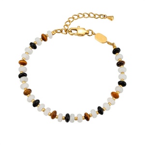 Ensemble de bijoux pour femmes en or plaqué or, simple et élégant, en acier inoxydable avec pierre d'agate - Product Image 1