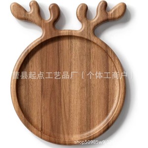 Plato de madera con forma de cuerno de ciervo, hecho a mano, para fiestas, frutas y embutidos, de madera de acacia, para postres y pan. - Product Image 5