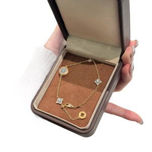 Fine Charm <b>Bracelet</b> Gold Chain Diamond Four Leaf Clover Pendant Everyday Wear Women's Jewelry Shenzhen Origin - Product Image 5
