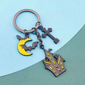 2023พวงกุญแจโลหะเคลือบรูปผีฮาโลวีนทำจากสังกะสีอัลลอยรูปฟักทองแม่มดปราสาทแมว - Product Image 2