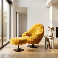 Fauteuil inclinable moderne en laine fourrure pour chambre à coucher, fauteuils de salon jaunes haut de gamme personnalisés en usine pour mobilier de salon