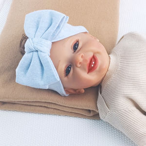 ربطة رأس Paleo للرضع المنسوجة ربطة شعر مرنة ناعمة للأطفال ربطة شعر كبيرة محاكة أزرق أزرق رباطات شعر قطنية لطيفة - Product Image 3