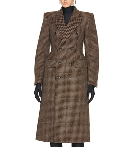 Primavera moda stile coreano Chic petto una fila di bottoni progettato <span class=keywords><strong>Trench</strong></span> lungo cappotto scozzese da <span class=keywords><strong>donna</strong></span> sottile - Product Image 4